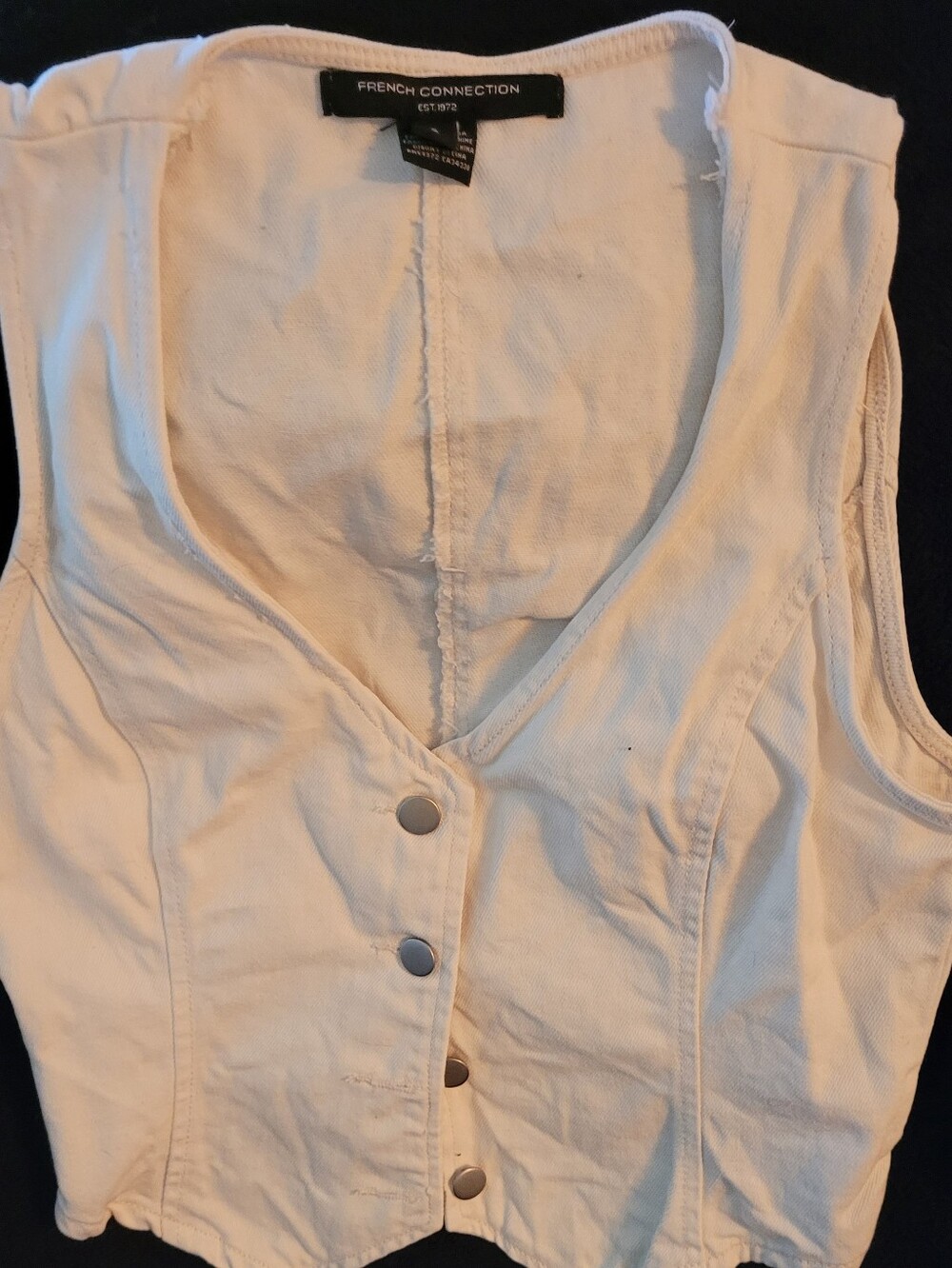 French Connection Cream Button-Front Crop Vest